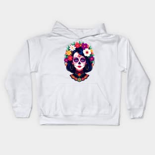 Floral Day of the Dead Girl Kids Hoodie